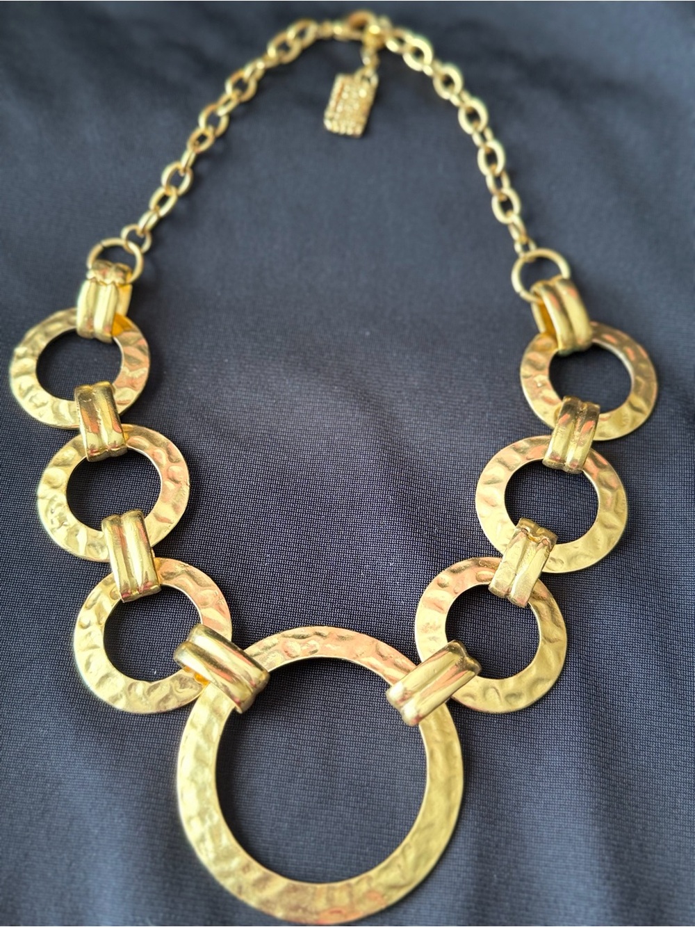 Karine Sultan Gold-Tone Hammered Link Statement Necklace